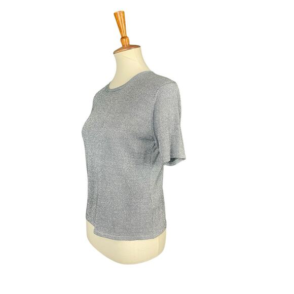 Kasper Gray Glitter Top Women Size 10 Short Sleeve Stretch Vintage 90s Y2k - Picture 3 of 7
